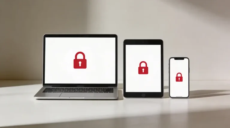 Laptop tablet and smartphone with lock icons representing BetBlocker device-level gambling blocks